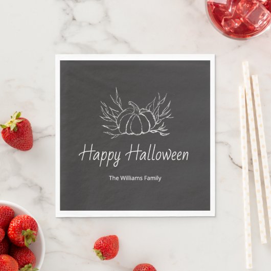 Serviette En Papier Rustique Chalkboard Halloween Party Simple Citroui (En situation)