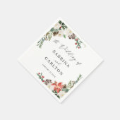 Serviette En Papier Rustique Chic Hiver Floral Holly Berries Mariage (Coin)