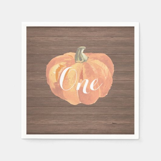 Serviette En Papier Rustique Citrouille Automne Premier anniversaire d (Devant)