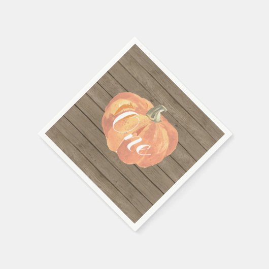 Serviette En Papier Rustique Citrouille Automne Premier anniversaire d (Coin)