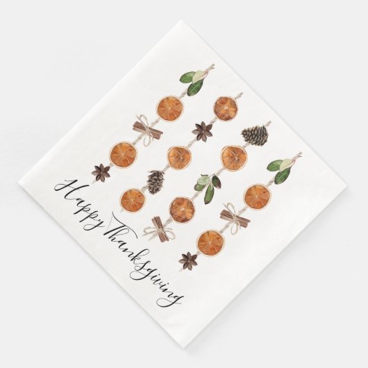 Serviette En Papier Rustique Citrus épice Thanksgiving Dîner (Coin)