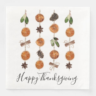 Serviette En Papier Rustique Citrus épice Thanksgiving Dîner