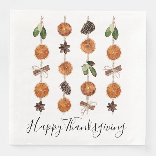 Serviette En Papier Rustique Citrus épice Thanksgiving Dîner (Devant)