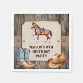 Serviette En Papier Rustique Cowboy Horseback équitation fête d'annive (Devant)