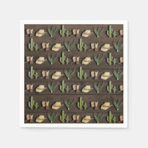 Serviette En Papier Rustique Cowboy Western Rodeo Bois fête d'annivers