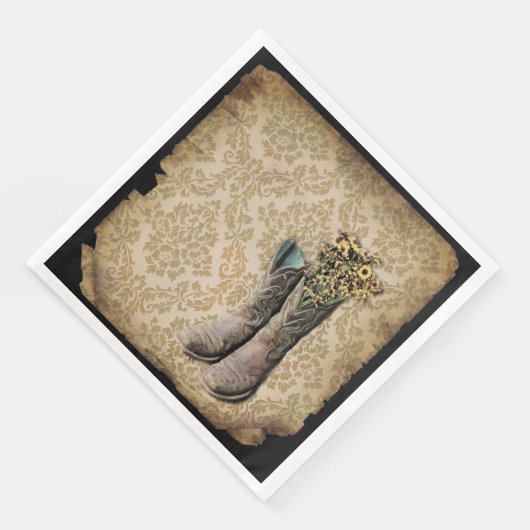 Serviette En Papier rustique damassé western country cowboy boot (Coin)