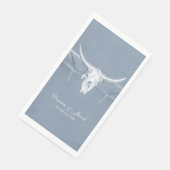 Serviette En Papier Rustique Dusty Bleu Blanc Vache Occidentale Mariag (Coin)