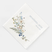 Serviette En Papier Rustique Dusty Blue Fleurs sauvages & Daisy Mariag (Coin)