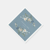 Serviette En Papier Rustique Dusty Blue Fleurs sauvages & Daisy Mariag (Coin)