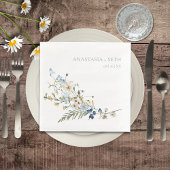 Serviette En Papier Rustique Dusty Blue Fleurs sauvages & Daisy Mariag