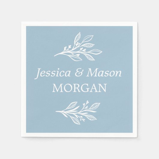 Serviette En Papier Rustique Dusty Blue Mariage Cocktail Napkin (Devant)