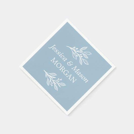Serviette En Papier Rustique Dusty Blue Mariage Cocktail Napkin (Coin)