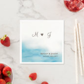 Serviette En Papier Rustique Dusty Blue Monogramm Beach Mariage (En situation)