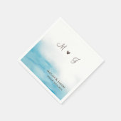 Serviette En Papier Rustique Dusty Blue Monogramm Beach Mariage (Coin)