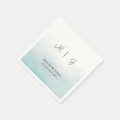 Serviette En Papier Rustique Dusty Blue Monogrammed Mariage Cocktail (Coin)