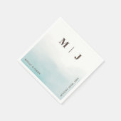 Serviette En Papier Rustique Dusty Blue Monogrammed Mariage Cocktail (Coin)