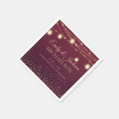 Serviette En Papier Rustique Elegant Bourgogne Gold String Mariage (Coin)