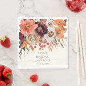 Serviette En Papier Rustique Fête de Mariage Florale Bordeaux Automne (En situation)