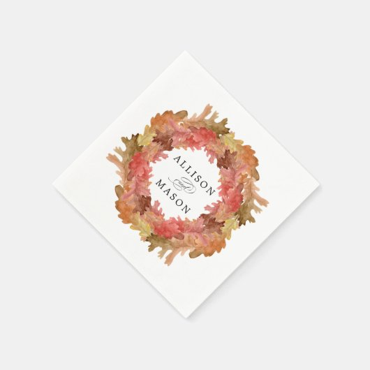 Serviette En Papier Rustique Feuilles Automne Automne Mariage Wreath A (Coin)