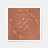 Serviette En Papier Rustique Feuilles en terre cuite Mariage de concep (Devant)