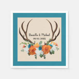 Serviette En Papier Rustique Floral Antlers BOHO Mariage