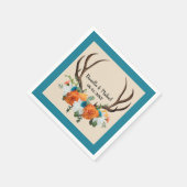 Serviette En Papier Rustique Floral Antlers BOHO Mariage (Coin)