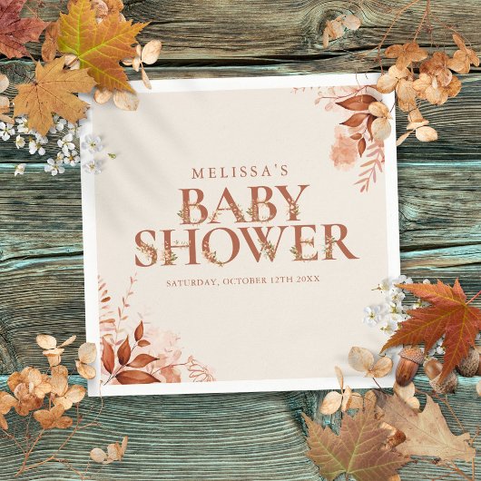 Serviette En Papier Rustique Floral Automne Baby shower d'automne