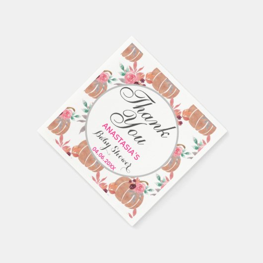 Serviette En Papier Rustique Floral Automne Merci d'automne (Coin)