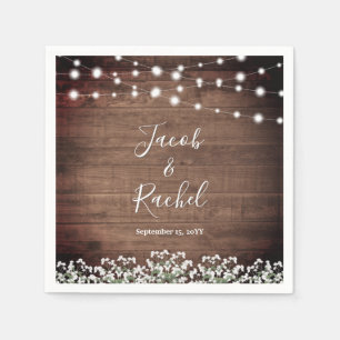 Serviette En Papier Rustique Floral Baby's Breath String Mariage