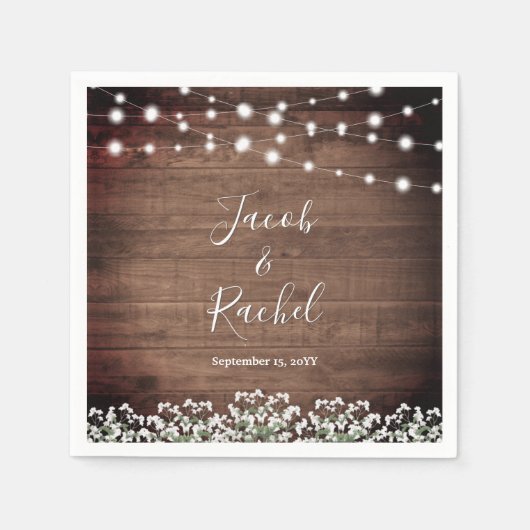 Serviette En Papier Rustique Floral Baby's Breath String Mariage (Devant)