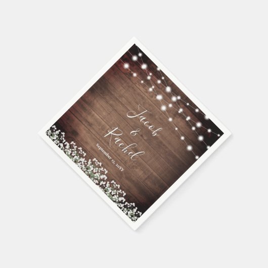 Serviette En Papier Rustique Floral Baby's Breath String Mariage (Coin)