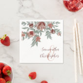 Serviette En Papier Rustique Floral Terracotta & Foliage Mariage (En situation)