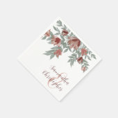 Serviette En Papier Rustique Floral Terracotta & Foliage Mariage (Coin)