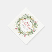 Serviette En Papier Rustique Gold Winter Greenery Wreath Joyeux Noël (Coin)