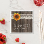 Serviette En Papier Rustique Grange dentelle Mariage de tournesol serv (En situation)