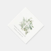 Serviette En Papier Rustique Green Eucalyptus Fern Foliage Croix Baptê (Coin)