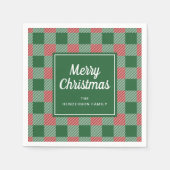 Serviette En Papier Rustique Green Plaid Joyeux Noël (Devant)