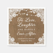 Serviette En Papier Rustique Heureux Jamais Après Mariage Napkins (Devant)