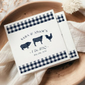 Serviette En Papier Rustique "I Do BBQ" BBQ Bleu Plaid