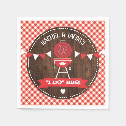 Serviette En Papier Rustique J'ADORE BBQ Mariage Fiançailles Réception (Devant)