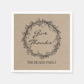 Serviette En Papier Rustique Kraft Donner Merci Grâces Serviettes Than (Devant)