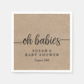 Serviette En Papier Rustique Kraft Oh Babies Twins Douche personnalisé (Devant)