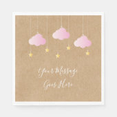 Serviette En Papier Rustique kraft scintiller baby shower rose (Devant)