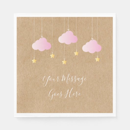 Serviette En Papier Rustique kraft scintiller baby shower rose (Devant)