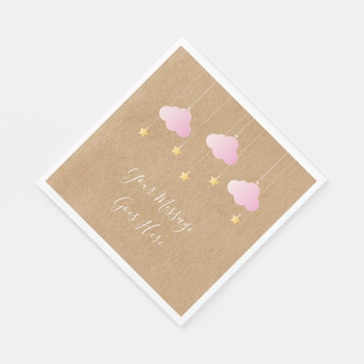 Serviette En Papier Rustique kraft scintiller baby shower rose (Coin)