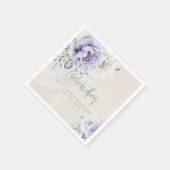 Serviette En Papier Rustique Lilac et Albâtre Peony Floral (Coin)