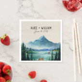 Serviette En Papier Rustique Mariage Lakeside Napkin (En situation)