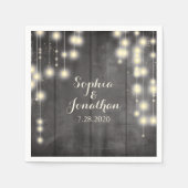 Serviette En Papier Rustique Mariage Twinkle String éclairs Barne Bois (Devant)