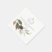 Serviette En Papier Rustique Marsala Feuilles Mariage d'aquarelle (Coin)
