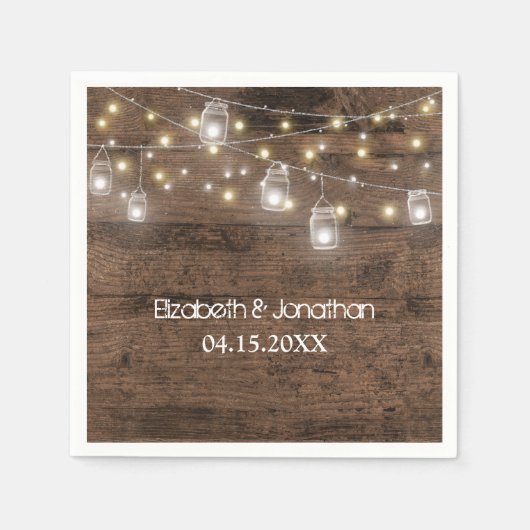 Serviette En Papier Rustique Mason Jar String Mariage (Devant)